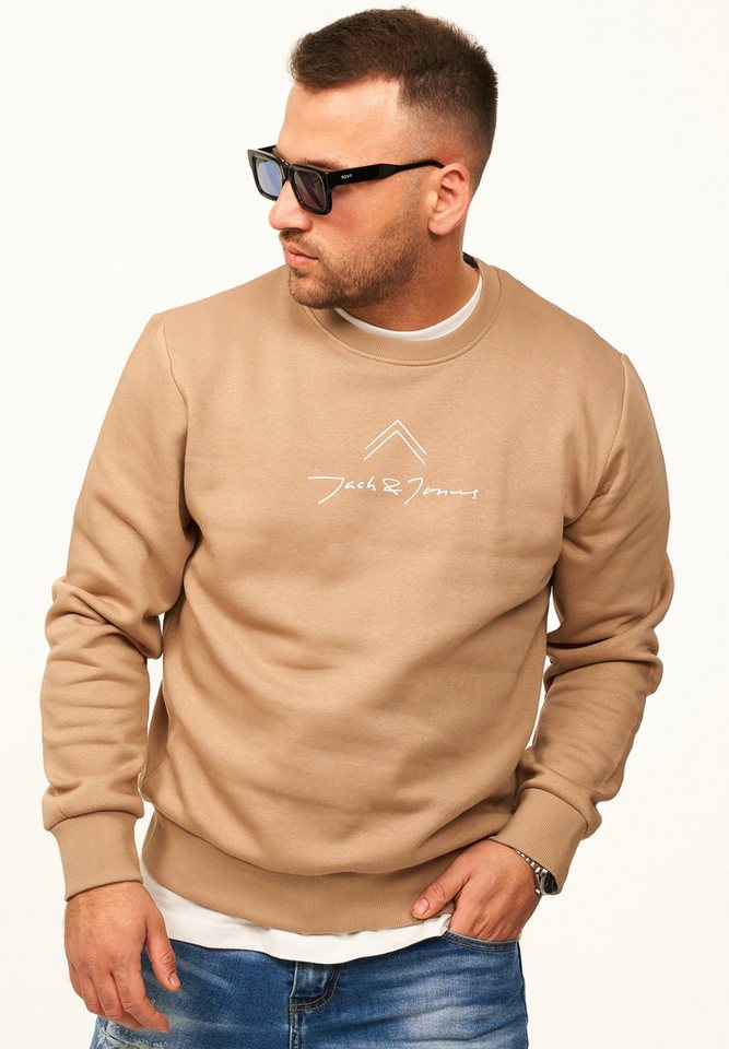 Jack & Jones Sweatshirt Pullover - Rundhalspullover mit Crew-Neck im Regular Fit für Herren Männer Sweatpullover mit Print aus Baumwollmischung – Bild 3 von 5