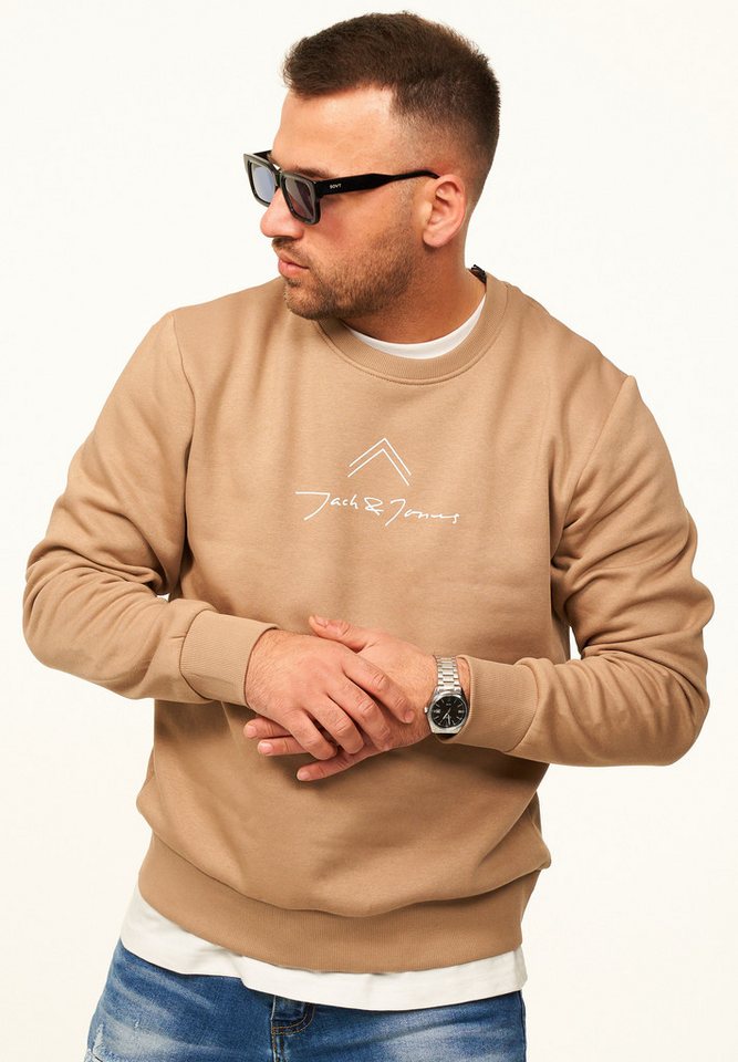 Jack & Jones Sweatshirt Pullover - Rundhalspullover mit Crew-Neck im Regular Fit für Herren Männer Sweatpullover mit Print aus Baumwollmischung – Bild 4 von 5