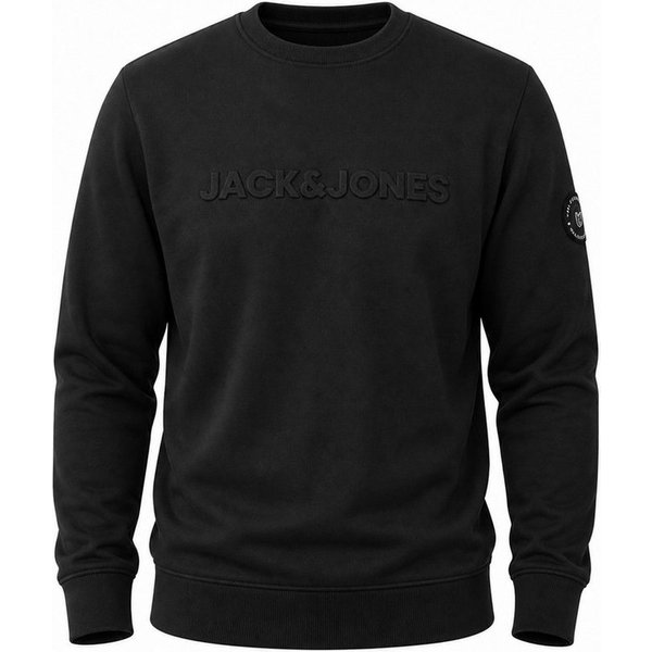 Jack & Jones Sweatshirt Pullover - Rundhalspullover mit Crew-Neck im Regular Fit für Herren Männer Sweatpullover mit Logo & Patch aus Baumwollmischung