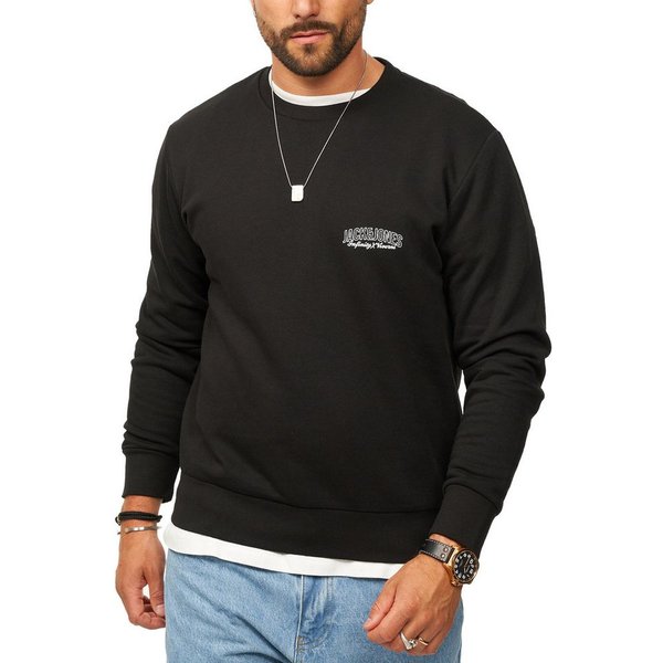 Jack & Jones Sweatshirt Rundhalspullover als Crew Neck im Regular Fit Herren Pullover mit Logopatch