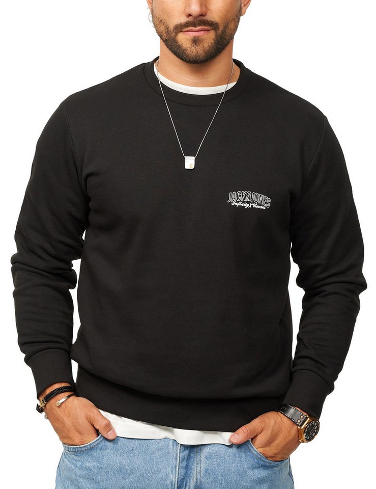 Jack & Jones Sweatshirt Rundhalspullover als Crew Neck im Regular Fit Herren Pullover mit Logopatch – Bild 3 von 5