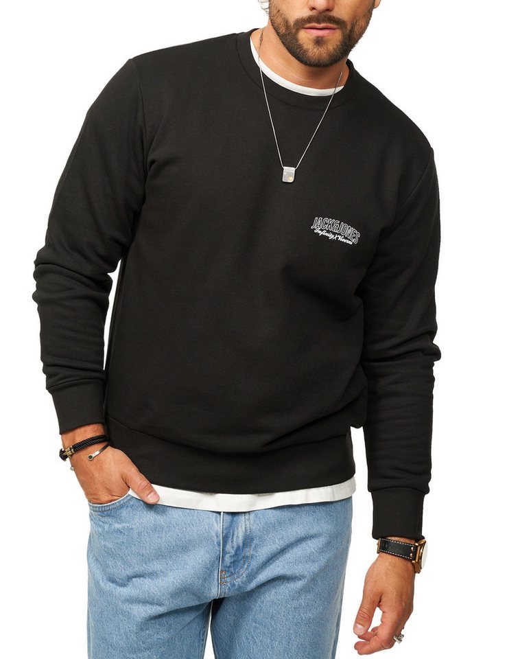 Jack & Jones Sweatshirt Rundhalspullover als Crew Neck im Regular Fit Herren Pullover mit Logopatch – Bild 4 von 5