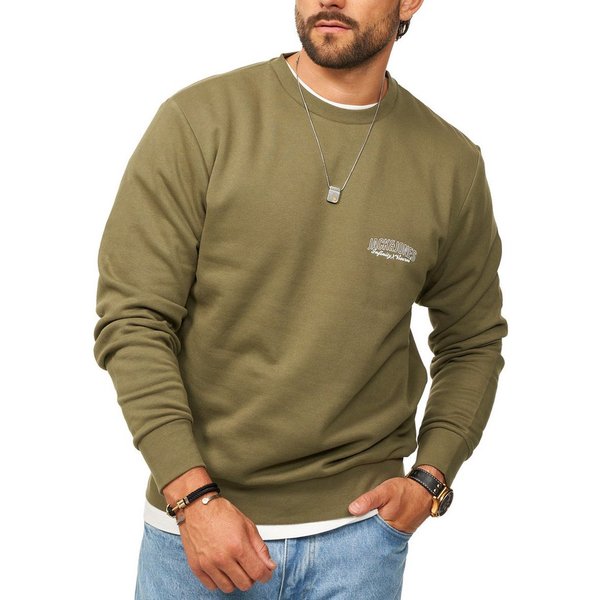 Jack & Jones Sweatshirt Rundhalspullover als Crew Neck im Regular Fit Herren Pullover mit Logopatch
