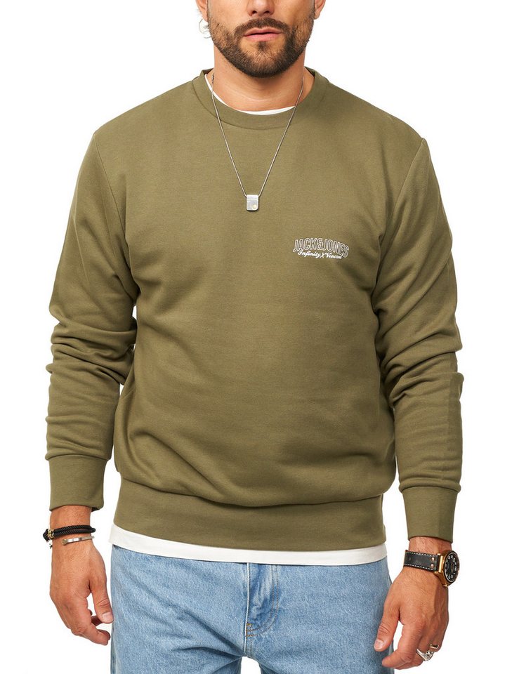 Jack & Jones Sweatshirt Rundhalspullover als Crew Neck im Regular Fit Herren Pullover mit Logopatch – Bild 2 von 5