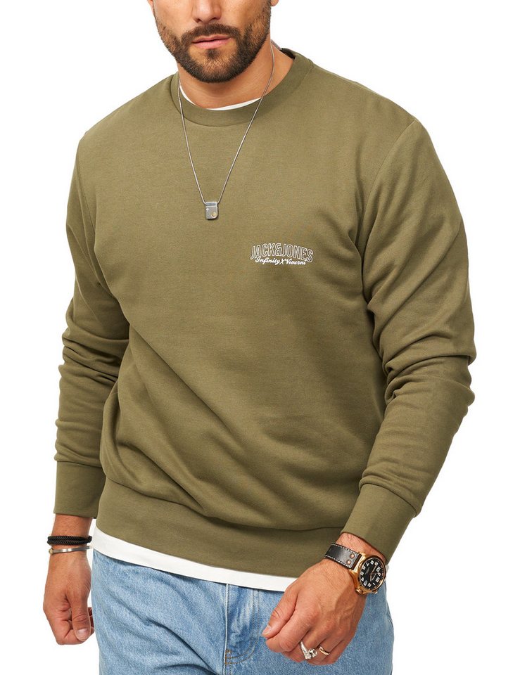 Jack & Jones Sweatshirt Rundhalspullover als Crew Neck im Regular Fit Herren Pullover mit Logopatch – Bild 4 von 5
