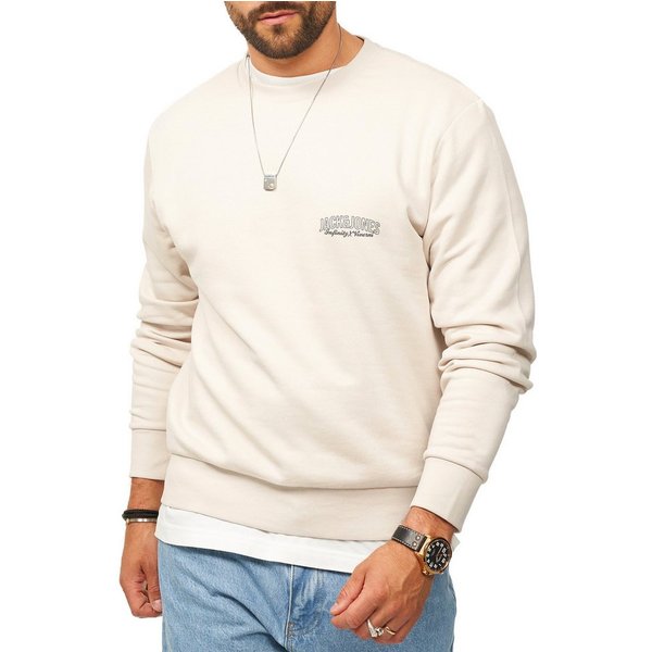 Jack & Jones Sweatshirt Rundhalspullover als Crew Neck im Regular Fit Herren Pullover mit Logopatch