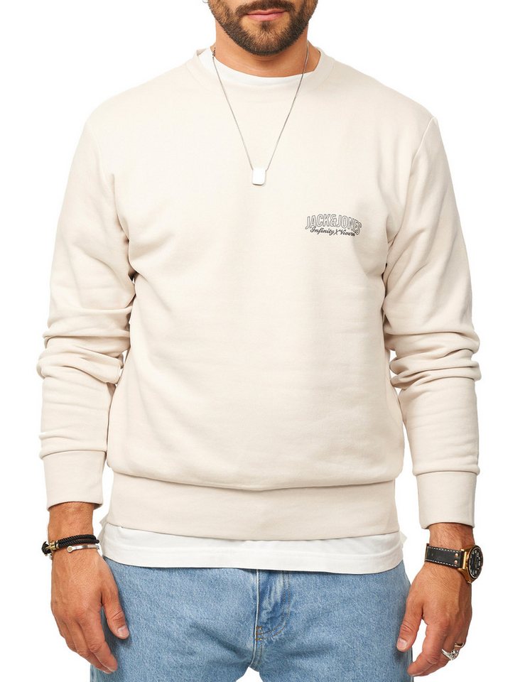Jack & Jones Sweatshirt Rundhalspullover als Crew Neck im Regular Fit Herren Pullover mit Logopatch – Bild 3 von 5