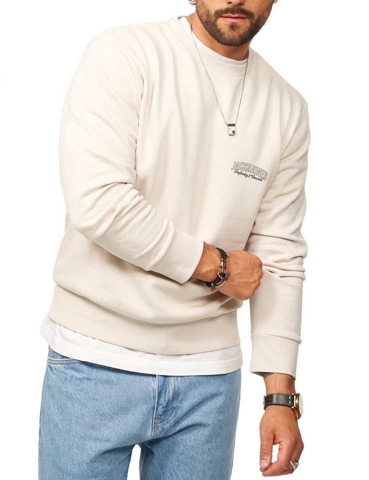 Jack & Jones Sweatshirt Rundhalspullover als Crew Neck im Regular Fit Herren Pullover mit Logopatch – Bild 4 von 5