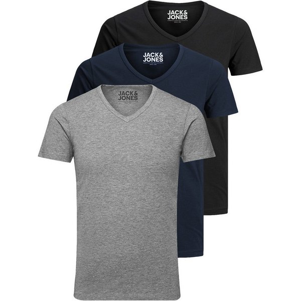 Jack & Jones T-Shirt Basic V-Neck (3-tlg., 3er Pack) etwas länger geschnitten, nicht zu kurz
