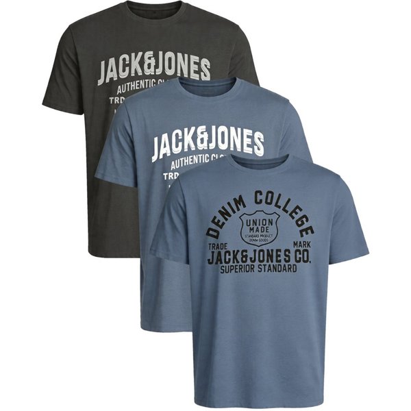 Jack & Jones T-Shirt Stilvolles Slim-Fit oder Regular Shirt mit Printdruck (3er-Pack) Printdruck