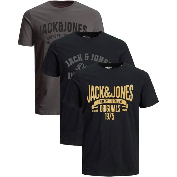 Jack & Jones T-Shirt Stilvolles Slim-Fit oder Regular Shirt mit Printdruck (3er-Pack) Printdruck