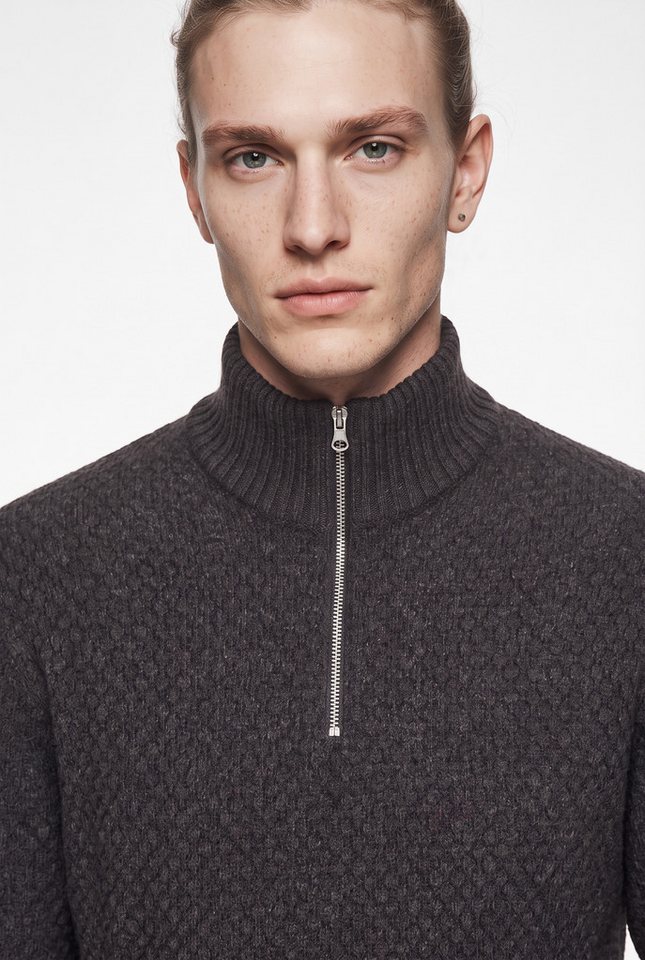 Jack & Jones Troyer JJBLAKE KNIT HALF ZIP Materialmix, locker geschnitten – Bild 3 von 5