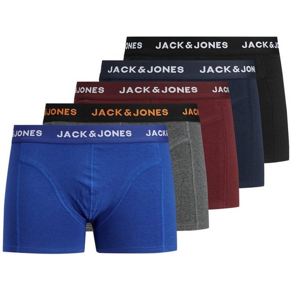 Jack & Jones Trunk JACBLACK eng anliegend, bequem mit elastischem Bund (Packung, 5-St) unifarben & meliert, Baumwollmischung, elastisches Bündchen