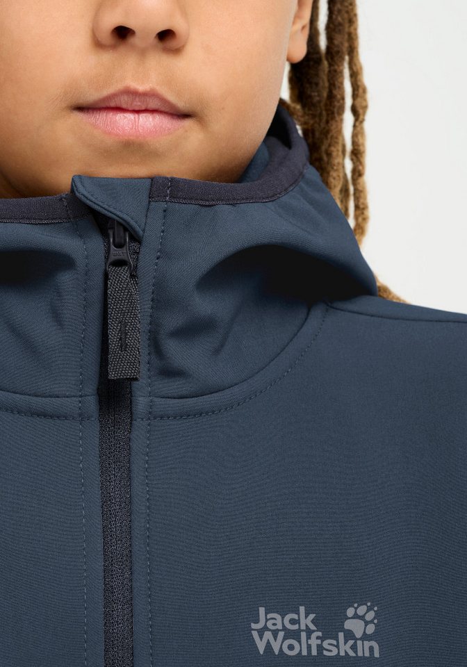 Jack Wolfskin Softshelljacke FOURWINDS JKT K wasserabweisend, windabweisend, mit reflektierenden Details – Bild 3 von 5