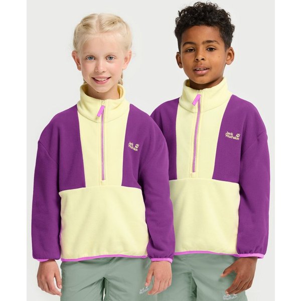 Jack Wolfskin Strickfleece-Pullover COLORBLOCK TAUNUS HZ K mit halbem Frontzipper, wasserabweisend, windabweisend, atmungsaktiv
