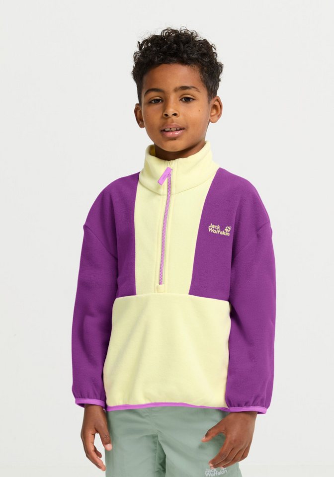 Jack Wolfskin Strickfleece-Pullover COLORBLOCK TAUNUS HZ K mit halbem Frontzipper, wasserabweisend, windabweisend, atmungsaktiv – Bild 2 von 5