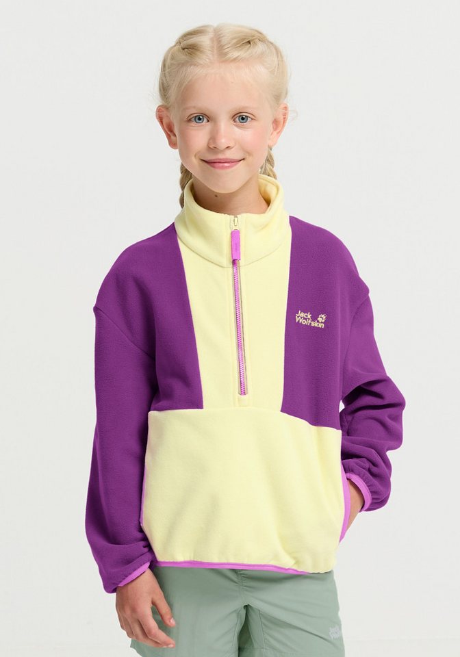Jack Wolfskin Strickfleece-Pullover COLORBLOCK TAUNUS HZ K mit halbem Frontzipper, wasserabweisend, windabweisend, atmungsaktiv – Bild 3 von 5