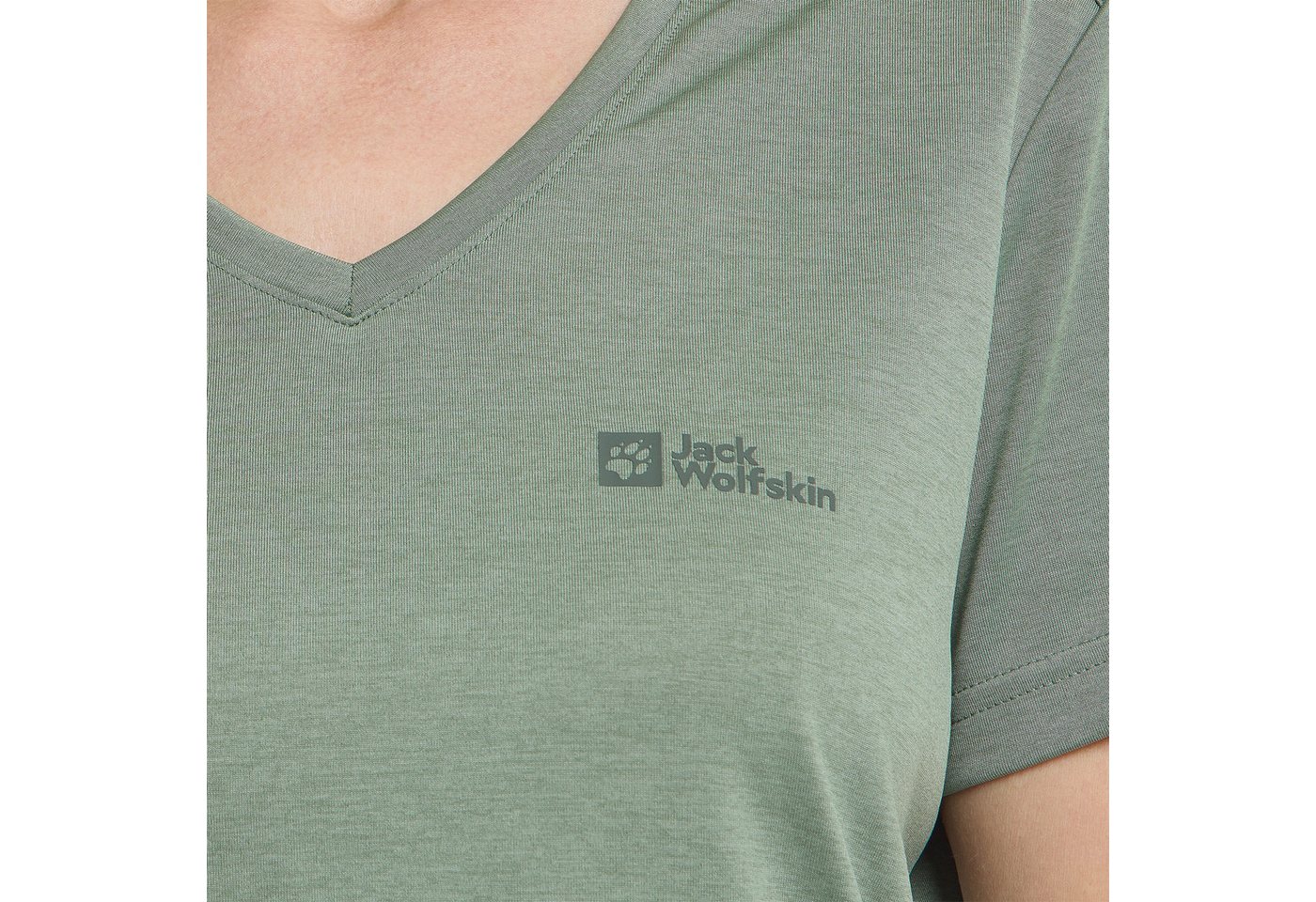 Jack Wolfskin T-Shirt 0 mit V-Ausschnitt, Kurzarm, aus Polyester, normale Passform – Bild 3 von 5