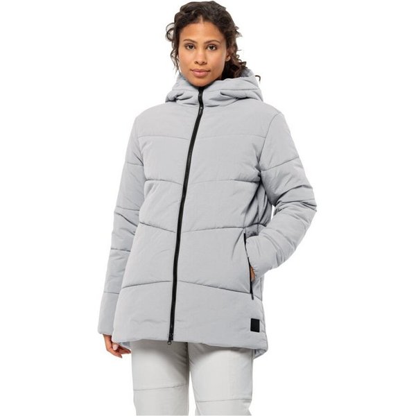 Jack Wolfskin Wintermantel Karolinger Long (warm, winddicht, sehr wasserabweisend) hellgrau Damen
