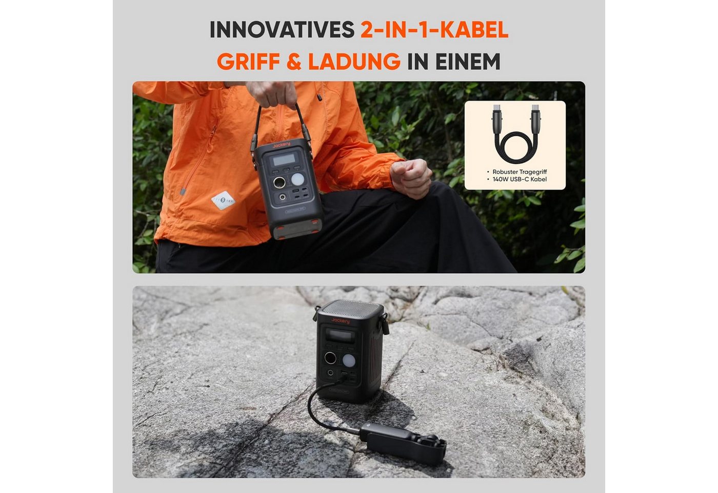 Jackery Explorer 300D tragbare Powerstation 288Wh LFP-Batterie, 300W DC Power, 2x USB-C bis 140W, Powerbank für Camping, Reisen & Wohnmobile 15000 mAh (12 V), S – Bild 4 von 5