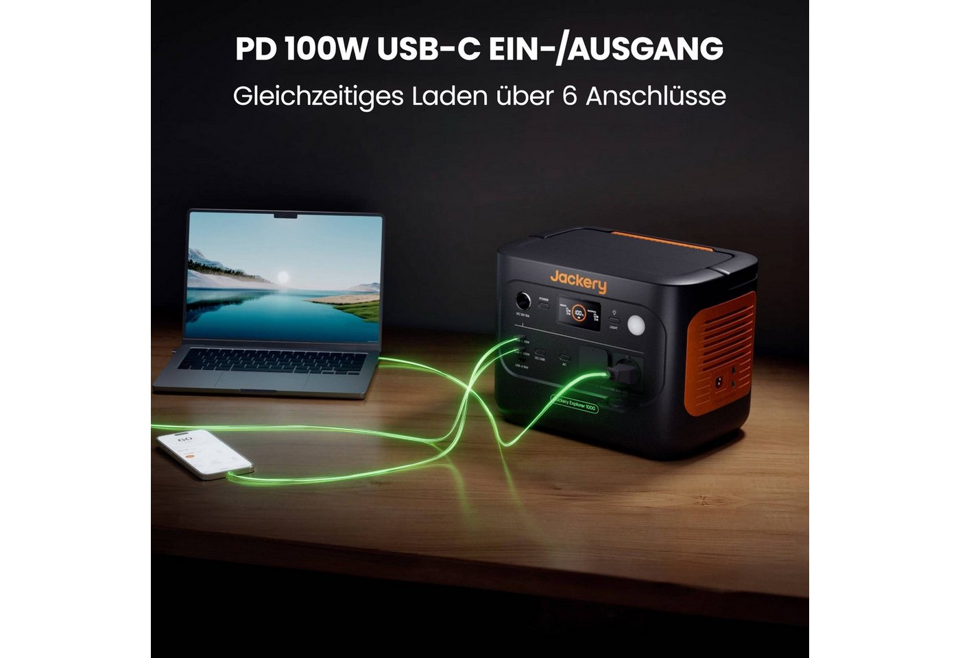 Jackery Stromerzeuger 1000 v2 Tragbare Powerstation,1070Wh LiFePO4 Solargenerator, 3 in kW, 1500W AC/100W USB-C Ausgang 1 Std. Schnellladung für Camping Wohnmob – Bild 5 von 5