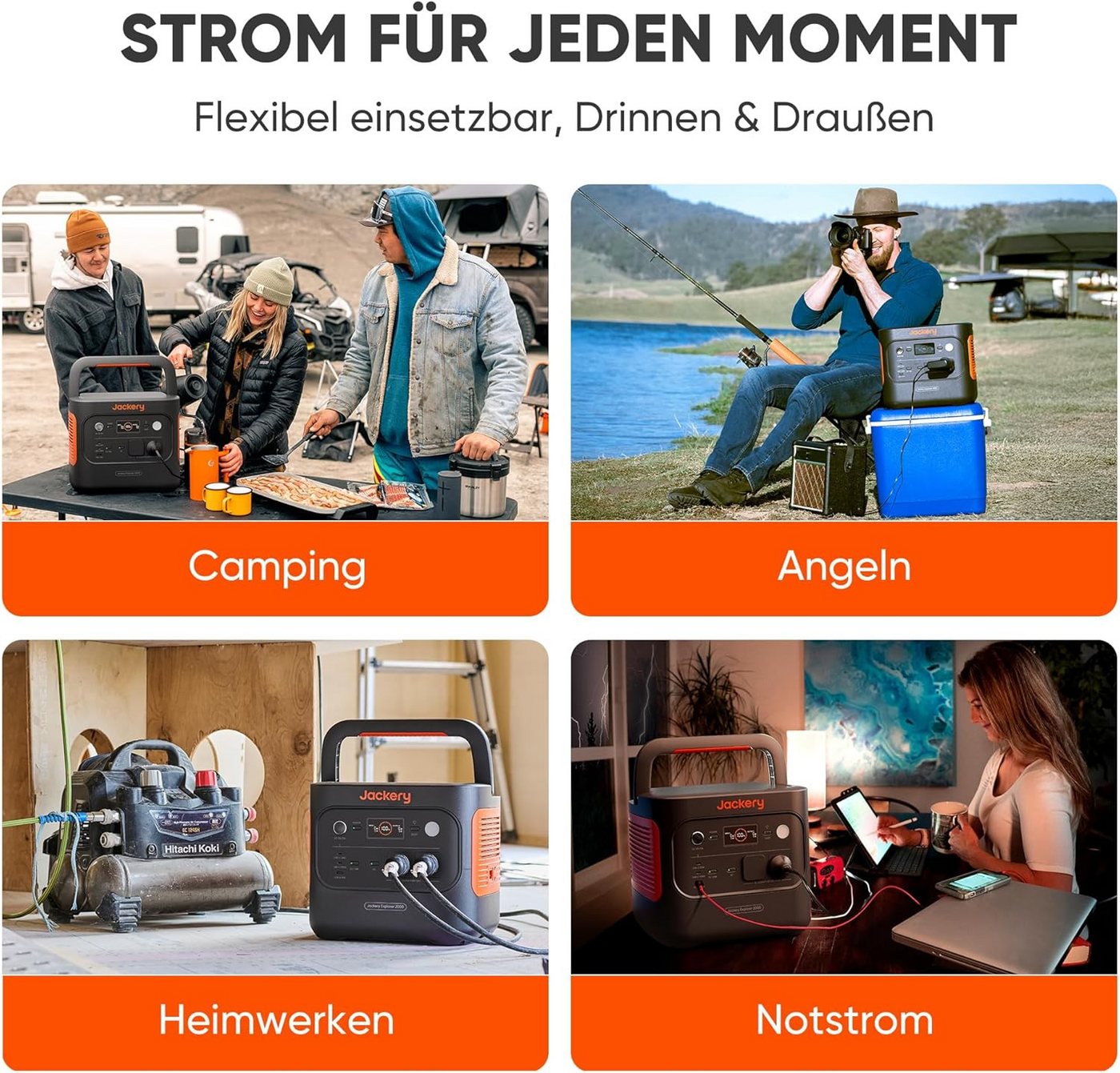 Jackery Stromerzeuger 2000 v2 Tragbare Powerstation mit 200W Solarpanel, 4400 in kW, (2042Wh), Solargenerator mit 2200W Ausgang, LiFePO4 Akku für Camping, Off-G – Bild 3 von 5