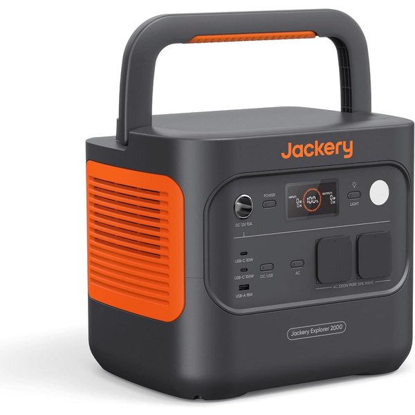 Jackery Stromerzeuger E2000 v2 tragbare Powerstation 2042Wh LiFePO4 Akku Solargenerator, 4,4 in kW, (1-tlg), 2200W Ausgang Max 4400W, Schnellladung in 52 Min fü