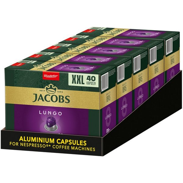 JACOBS Kaffee Kapseln Lungo 8 Intenso XXL-Pack 5 x 40 Nespresso®* kompatibel