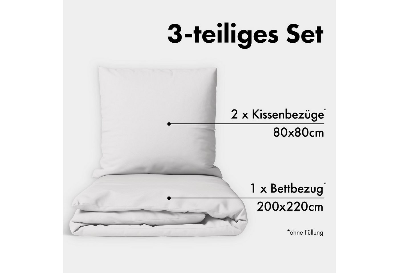 Jacobson Bettwäsche Set - 100% Baumwolle, Perkal, 3 teilig, Erhältlich in den Größen 135x200, 155x220, 200x200, 200x220, 240x220 – Bild 2 von 5