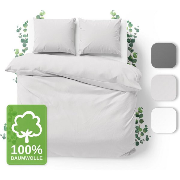 Jacobson Bettwäsche Set - 100% Baumwolle, Perkal, 3 teilig, Erhältlich in den Größen 135x200, 155x220, 200x200, 200x220, 240x220