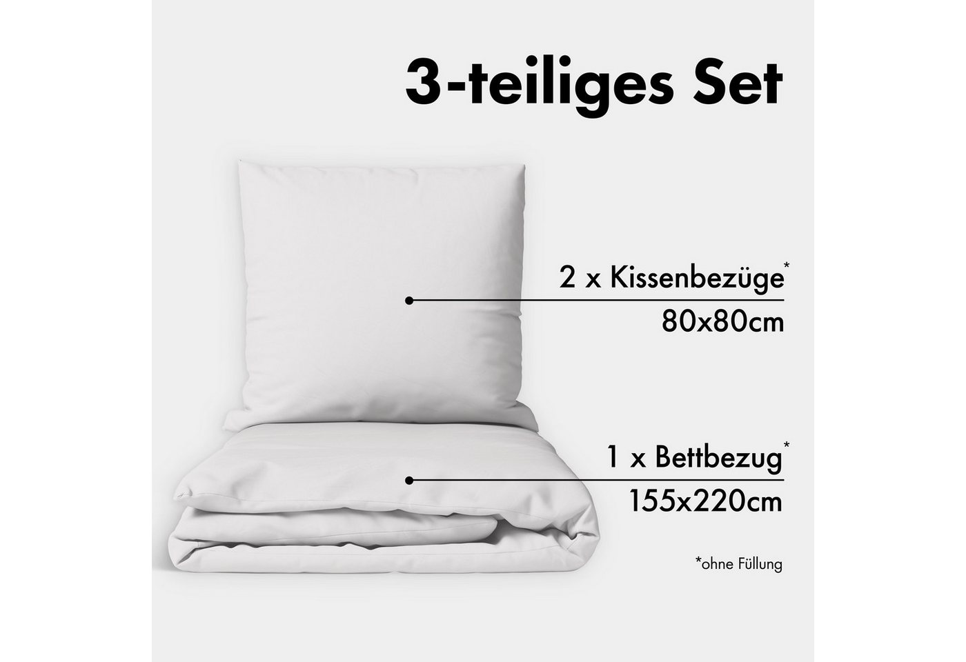 Jacobson Bettwäsche Set - 100% Baumwolle, Perkal, 3 teilig, Erhältlich in den Größen 135x200, 155x220, 200x200, 200x220, 240x220 – Bild 2 von 5