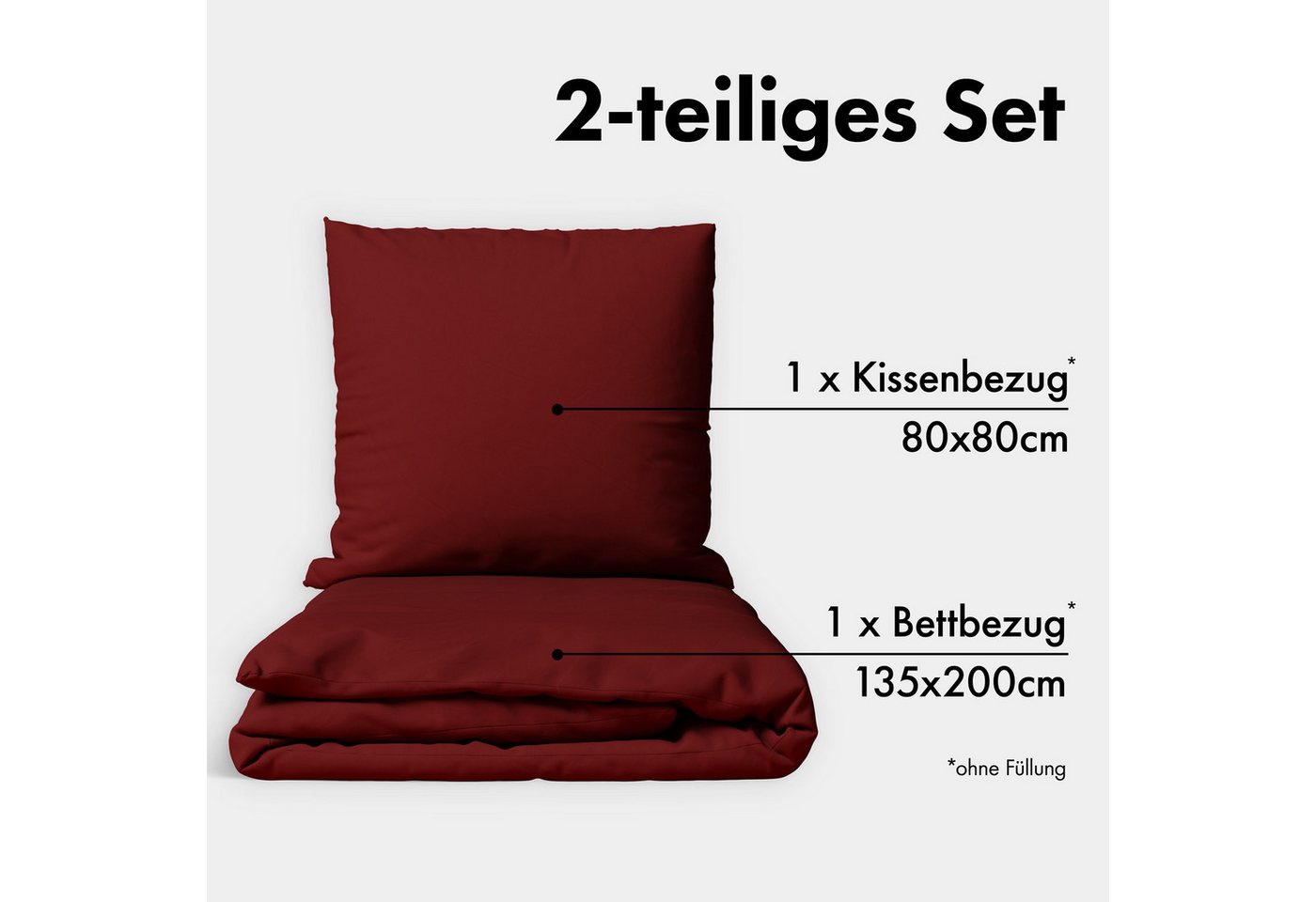 Jacobson Bettwäsche Set - 100% Baumwolle, Perkal, 2 teilig, Erhältlich in den Größen 135x200, 155x220, 200x200, 200x220, 240x220 – Bild 2 von 5