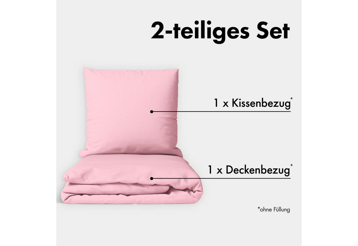 Jacobson Bettwäsche Set - 100% Baumwolle, Perkal, 2 teilig, Erhältlich in den Größen 135x200, 155x220, 200x200, 200x220, 240x220 – Bild 2 von 5