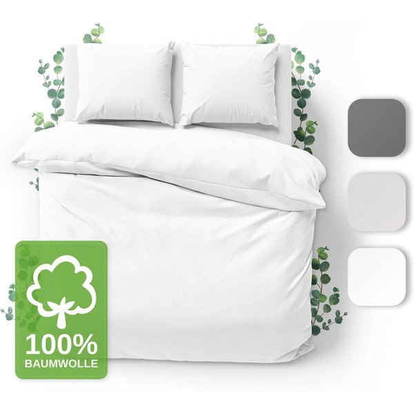 Jacobson Bettwäsche Set - 100% Baumwolle, Perkal, 3 teilig, Erhältlich in den Größen 135x200, 155x220, 200x200, 200x220, 240x220