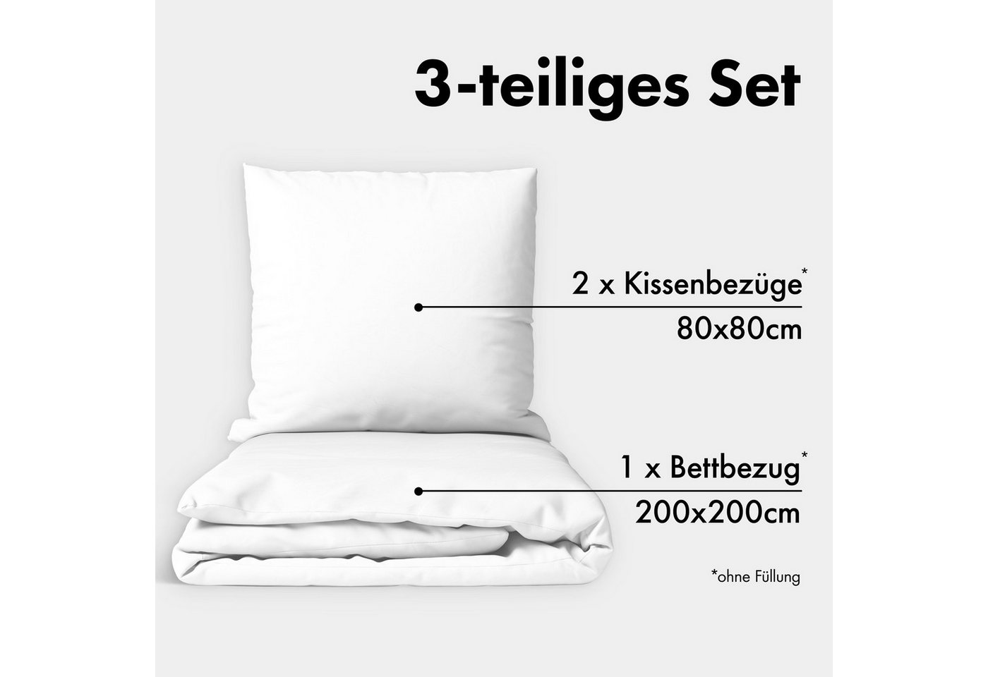 Jacobson Bettwäsche Set - 100% Baumwolle, Perkal, 3 teilig, Erhältlich in den Größen 135x200, 155x220, 200x200, 200x220, 240x220 – Bild 2 von 5