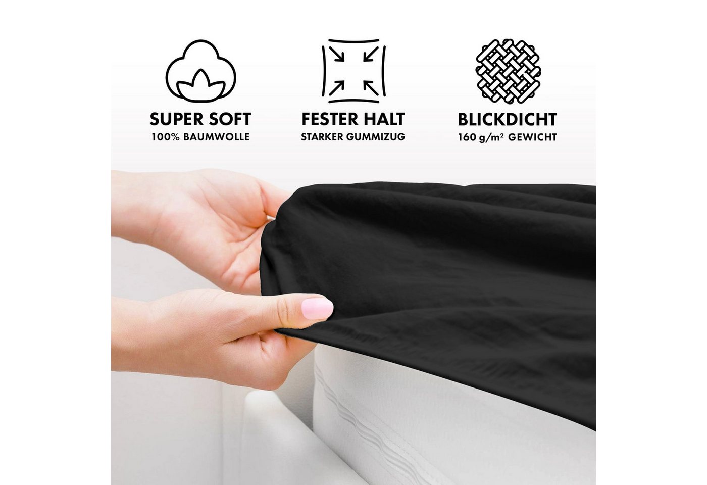 Jacobson Spannbettlaken aus 100% Baumwolle, Jersey Bettlaken 160 g/m², Spannbetttuch mit Gummizug, pflegeleicht & viele Farben – Bild 3 von 5