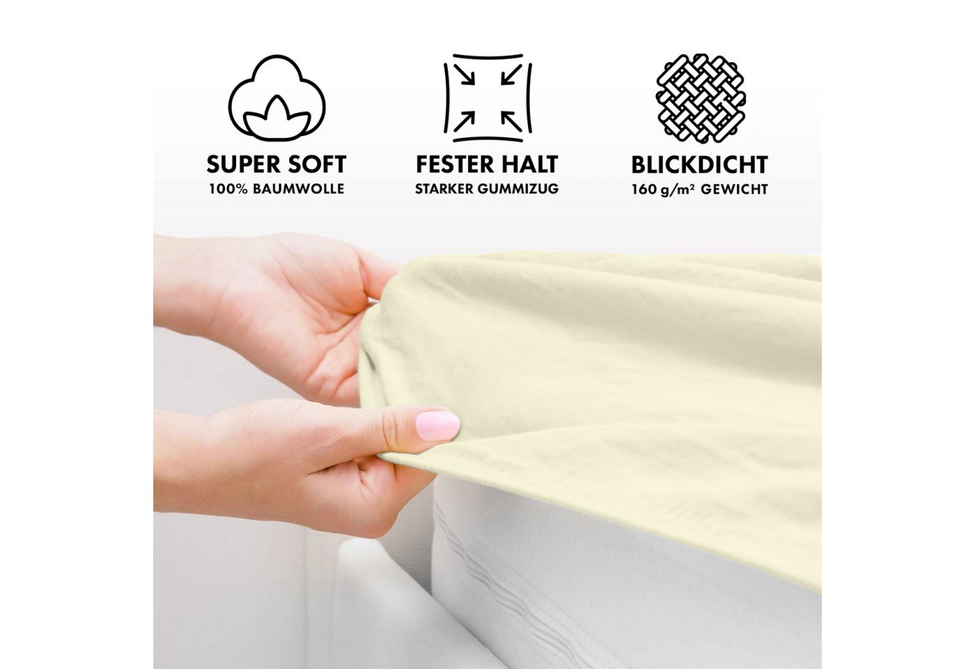 Jacobson Spannbettlaken aus 100% Baumwolle, Jersey Bettlaken 160 g/m², Spannbetttuch mit Gummizug, pflegeleicht & viele Farben – Bild 3 von 5