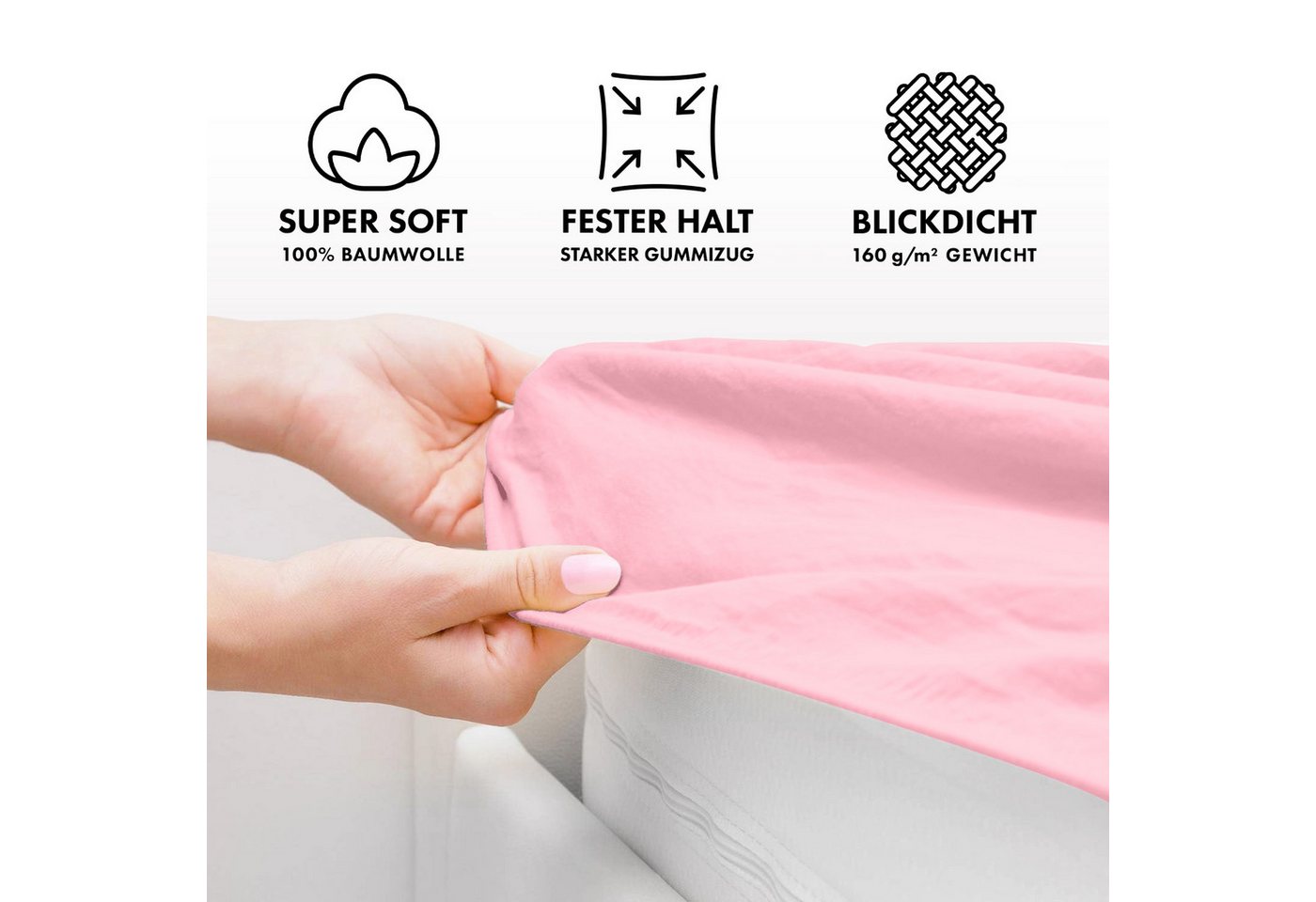 Jacobson Spannbettlaken aus 100% Baumwolle, Jersey Bettlaken 160 g/m², Spannbetttuch mit Gummizug, pflegeleicht & viele Farben – Bild 3 von 5