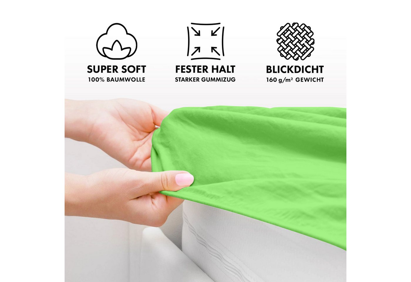 Jacobson Spannbettlaken aus 100% Baumwolle, Jersey Bettlaken 160 g/m², Spannbetttuch mit Gummizug, pflegeleicht & viele Farben – Bild 3 von 5