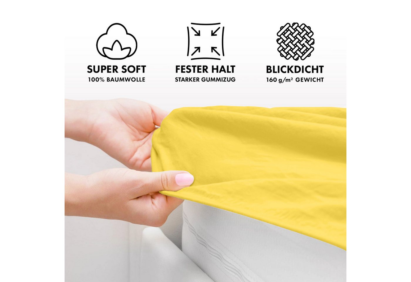 Jacobson Spannbettlaken aus 100% Baumwolle, Jersey Bettlaken 160 g/m², Spannbetttuch mit Gummizug, pflegeleicht & viele Farben – Bild 3 von 5