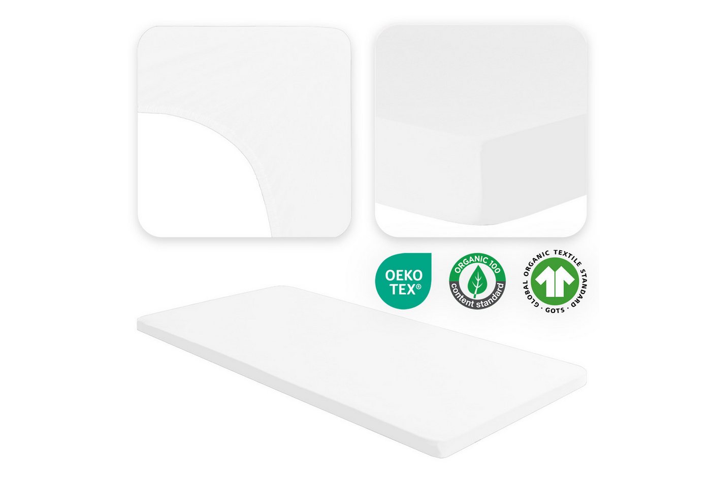 Jacobson Spannbettlaken BIO, Jersey Spannbetttuch, Bettlaken 160 g/m², 100% BIO-Baumwolle, Gummizug: rundum, GOTS zertifiziert – Bild 3 von 5
