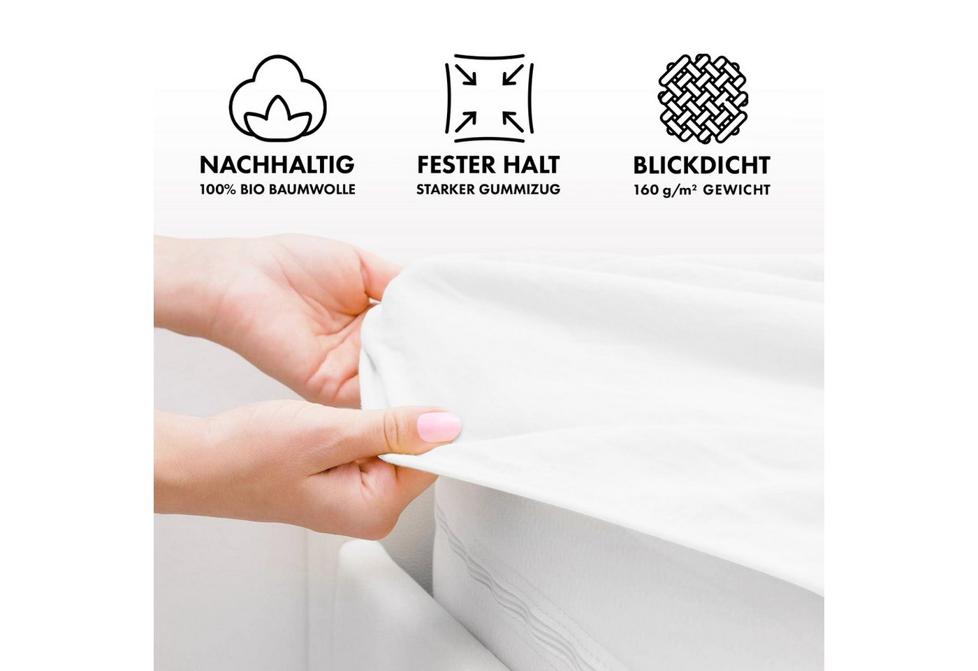 Jacobson Spannbettlaken BIO, Jersey Spannbetttuch, Bettlaken 160 g/m², 100% BIO-Baumwolle, Gummizug: rundum, GOTS zertifiziert – Bild 4 von 5