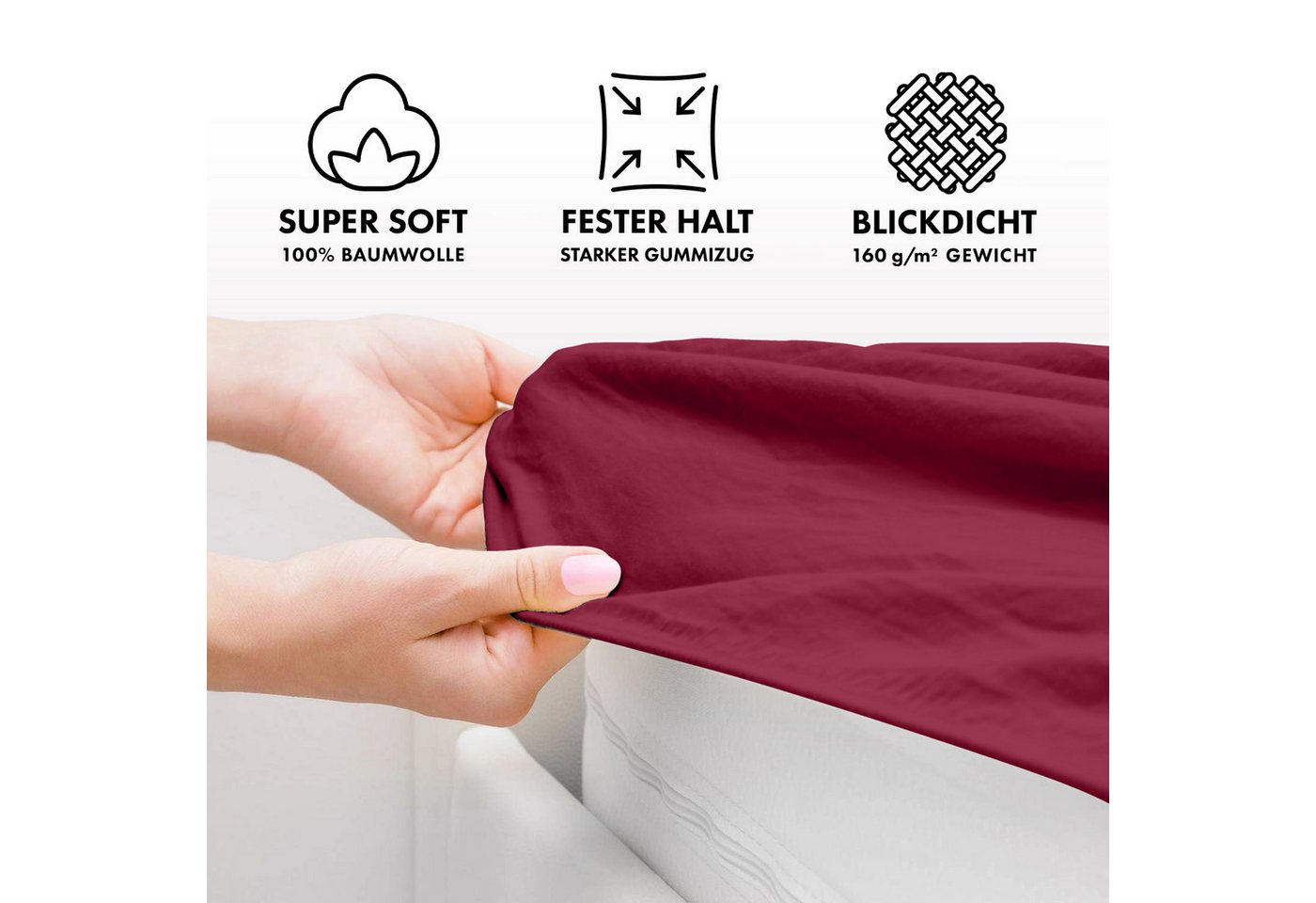 Jacobson Spannbettlaken BOXSPRING & ÜBERLÄNGE aus 100% Baumwolle, für hohe & lange Matratzen, Jersey Bettlaken 160 g/m² – Bild 3 von 5