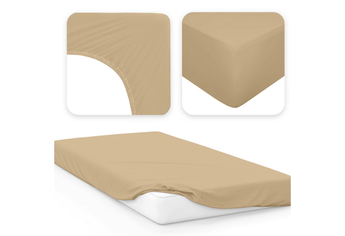 Jacobson Spannbettlaken BOXSPRING & ÜBERLÄNGE aus 100% Baumwolle, für hohe & lange Matratzen, Jersey Bettlaken 160 g/m² – Bild 2 von 5