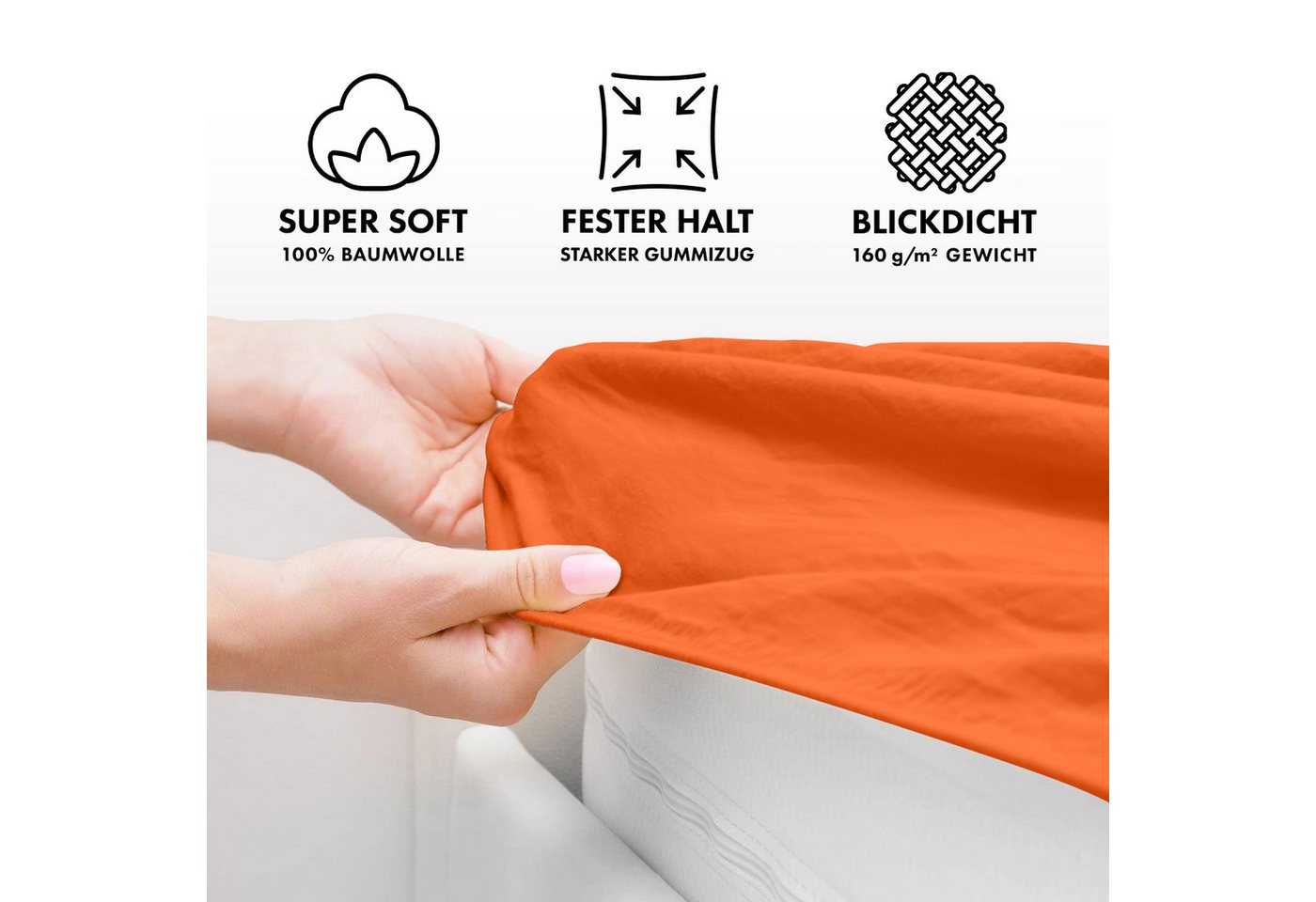 Jacobson Spannbettlaken BOXSPRING & ÜBERLÄNGE aus 100% Baumwolle, für hohe & lange Matratzen, Jersey Bettlaken 160 g/m² – Bild 3 von 5