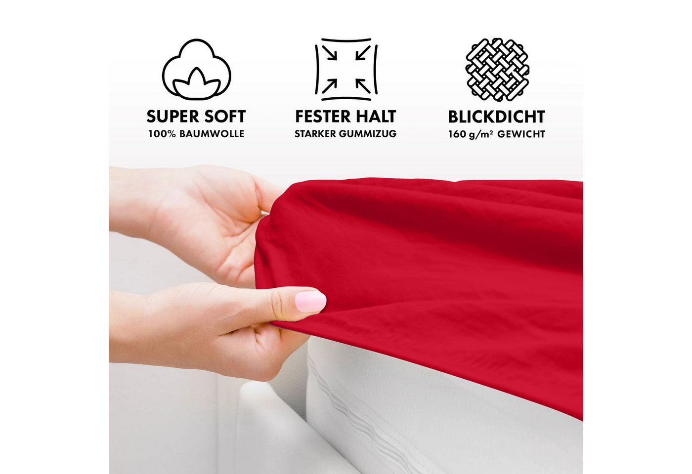 Jacobson Spannbettlaken BOXSPRING & ÜBERLÄNGE aus 100% Baumwolle, für hohe & lange Matratzen, Jersey Bettlaken 160 g/m² – Bild 3 von 5