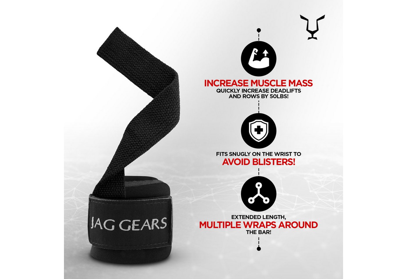 JAG GEARS Handgelenkschutz Strength training strap powerlifting strap hooks for men and women (pair, Lieferung mit 1 Paar), Krafttraining Powerlifting Gewichthe – Bild 2 von 5