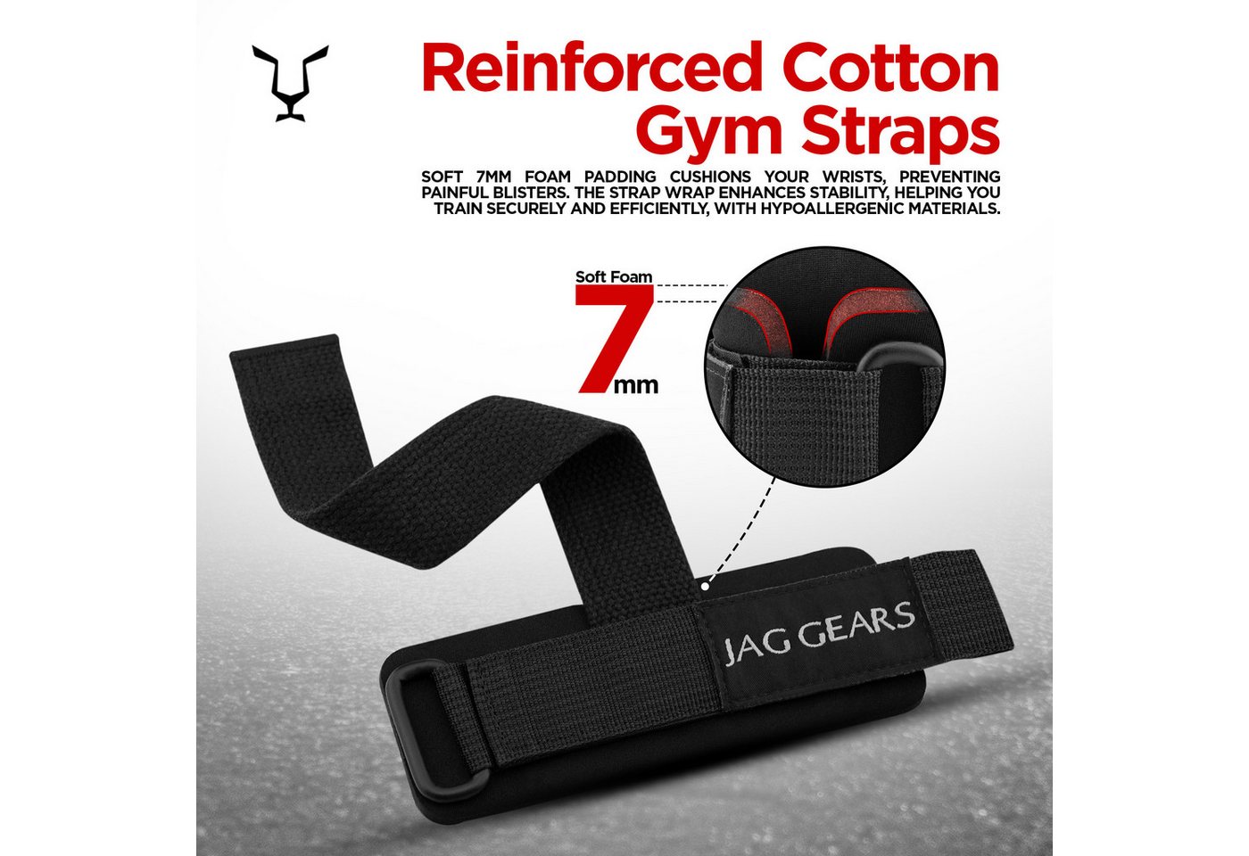 JAG GEARS Handgelenkschutz Strength training strap powerlifting strap hooks for men and women (pair, Lieferung mit 1 Paar), Krafttraining Powerlifting Gewichthe – Bild 3 von 5