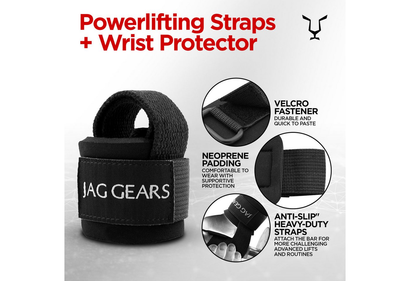 JAG GEARS Handgelenkschutz Strength training strap powerlifting strap hooks for men and women (pair, Lieferung mit 1 Paar), Krafttraining Powerlifting Gewichthe – Bild 4 von 5