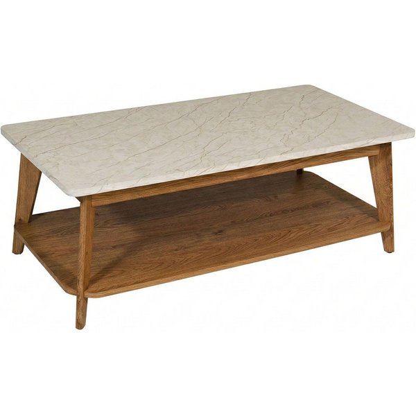 Jahnke Couchtisch SIXTY COFFEE, Couchtisch, 2 Ebenen, Skandi, Eiche-Optik & Marmor-Look, Breite:110 cm